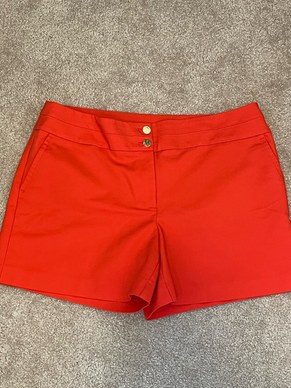 Anne Klein Bright Orange/Red High Waist Tailored Shorts